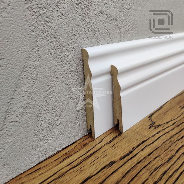 Плинтус Kluchuk МДФ Волна Белый RAL 9003 MDF-V80 MDF-V80 фото