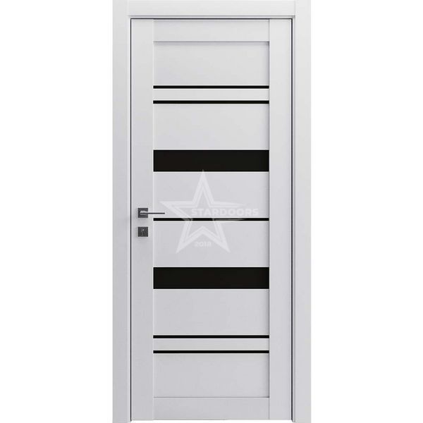 Межкомнатные двери Rodos Гранд Delux 5 полустекло черный глянец (лакобель) DELUX​​5 фото