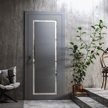 Міжкімнатні двері Rodos Porto2 напівскло, фарба RAL 246 Loft фото