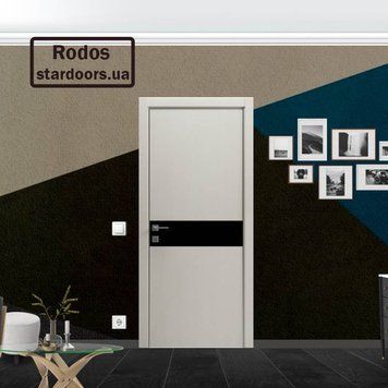 Міжкімнатні двері Rodos Flat-02 глухе+alum, скло 467 Modern фото
